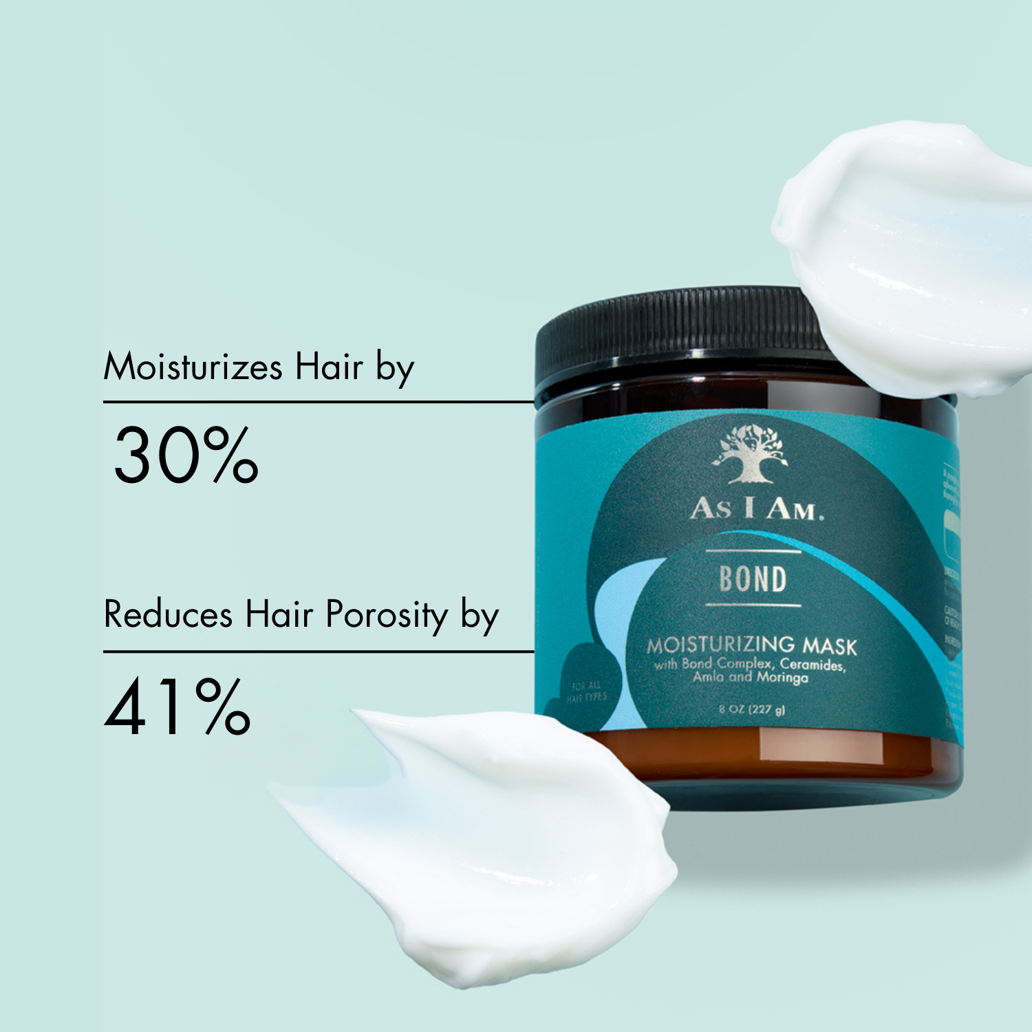 Bond Mask de As I Am - Un tratamiento de acondicionamiento profundo que repara y fortalece el cabello desde el interior. Enriquecida con ingredientes hidratantes, esta mascarilla ayuda a restaurar el cabello dañado, mejorando su elasticidad y dejándolo suave, hidratado y revitalizado.